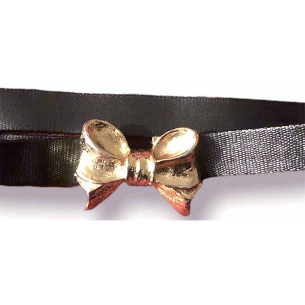 VTG MIMI DI N SOLID BOW GOLD TONE METAL BELT BUCKLE W/ORIG ADJUSTBLE BELT SIGNED